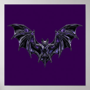 Gothic Liquid Metal Fledermaus lila Kristall Vampi Poster