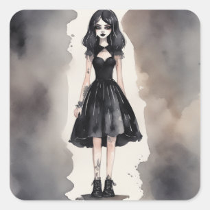 Gothic Little Black Dress Sticker Art