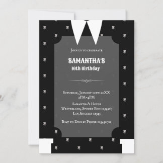 Gothic Little Girl in schwarzem Kleid Geburtstag Einladung