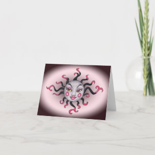 Gothic Look Fantasy Sun Gray Hübsch Face Pink Karte