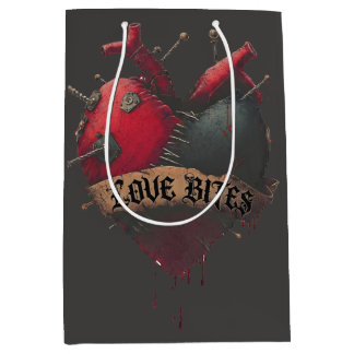 Gothic "Love Bites" Anatomische Herz-Illustration Mittlere Geschenktüte