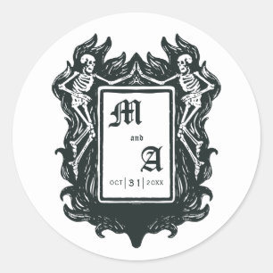 Gothic Love-Initialen des Skeletts  Runder Aufkleber