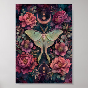 Gothic Luna-Motte Himmlische Whimsigoth-Mondphase Poster