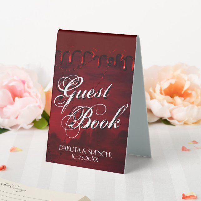 Gothic Luxe | Black and Blood Red Guest Book Tischaufsteller (In Situ (Hochzeit))