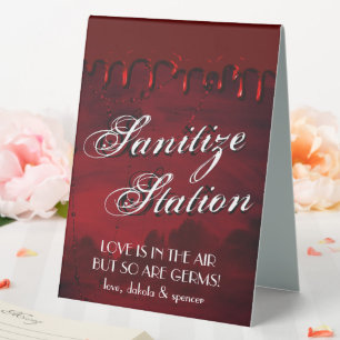 Gothic Luxe Black and Blood Red Sanitize Station Tischaufsteller