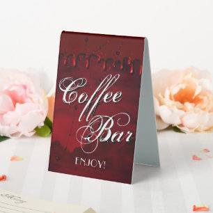 Gothic Luxe Roter Bar aus schwarzem und blutrote Tischaufsteller