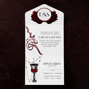 Gothic Luxe Tod durch uns Schwarz Rot Entree All In One Einladung