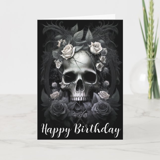 Gothic Macabre Skull and Rose Mural Karte (Vorderseite)