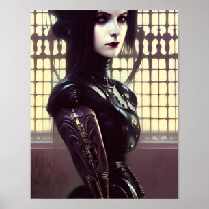 Gothic-Mädchen Steampunk verschiedenfarbige Augen Poster