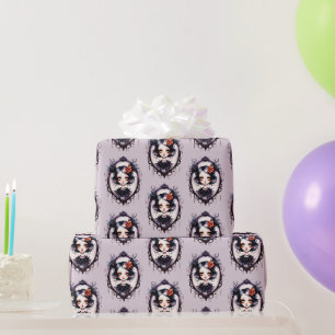Gothic Mädchen viktorianischer Spiegel grau Hallow Geschenkpapier