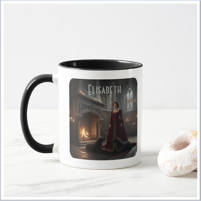 Gothic Medieval Maiden In Castle with Dogs Tasse (Von Creator hochgeladen)