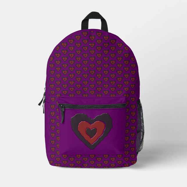 Gothic Melting Liebe Herz Bedruckter Rucksack (Vorderseite)