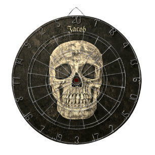 Gothic-Menschenschädel-Textur Schwarz und Beige Gr Dartscheibe
