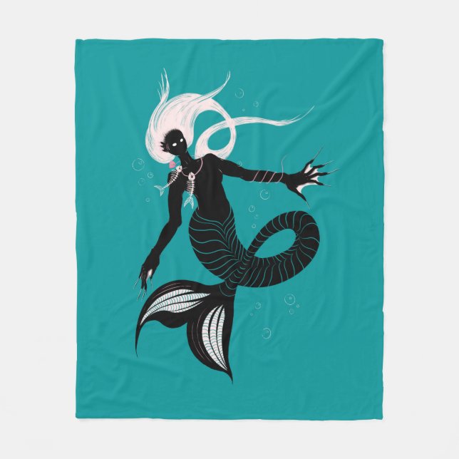Gothic Mermaid Dark Fantasy Sea Creature Fleecedecke (Vorderseite)