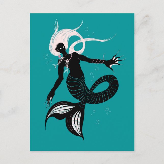 Gothic Mermaid Dark Fantasy Sea Creature Postkarte (Vorderseite)