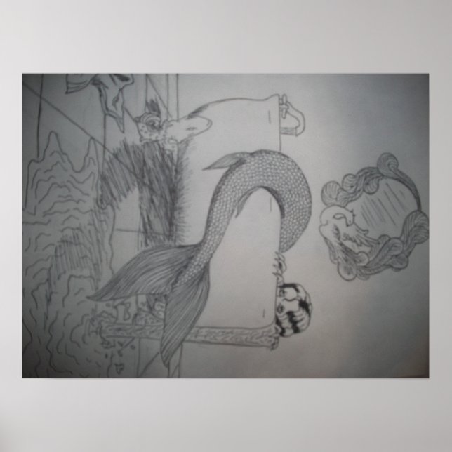 Gothic Mermaid in Bathtub Poster (Vorne)