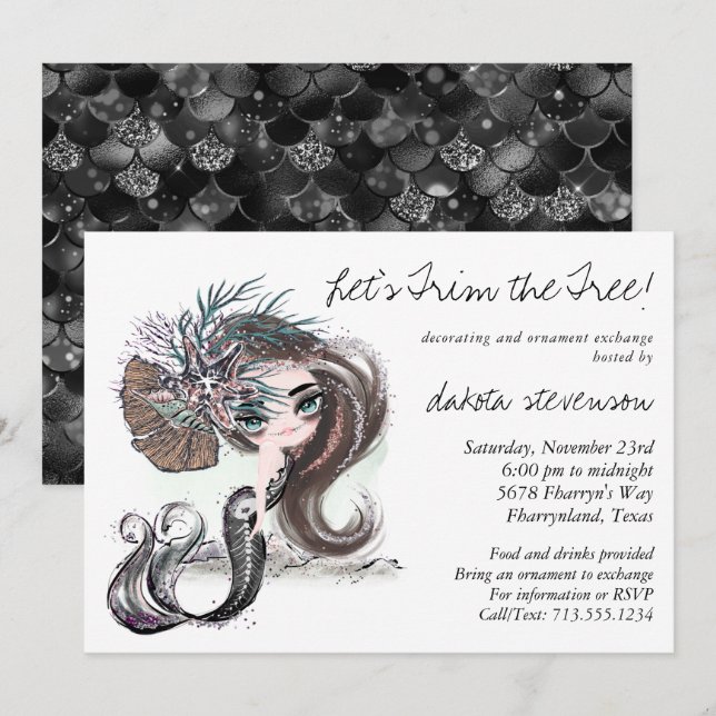 Gothic Mermaid | Nicht alle sind Süßbaum-Party Einladung (Vorne/Hinten)