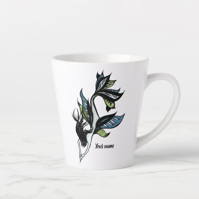 Gothic Mermaid Schöne Tinte Zeichn Name Milchtasse (Rechts)