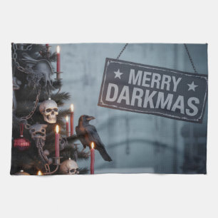 Gothic "Merry Darkmas" Horror-Weihnachtsbaum Geschirrtuch