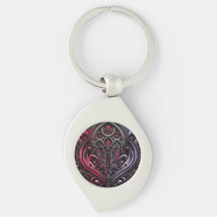 Gothic Metal Schlüsselanhänger mit Crimson Rose De