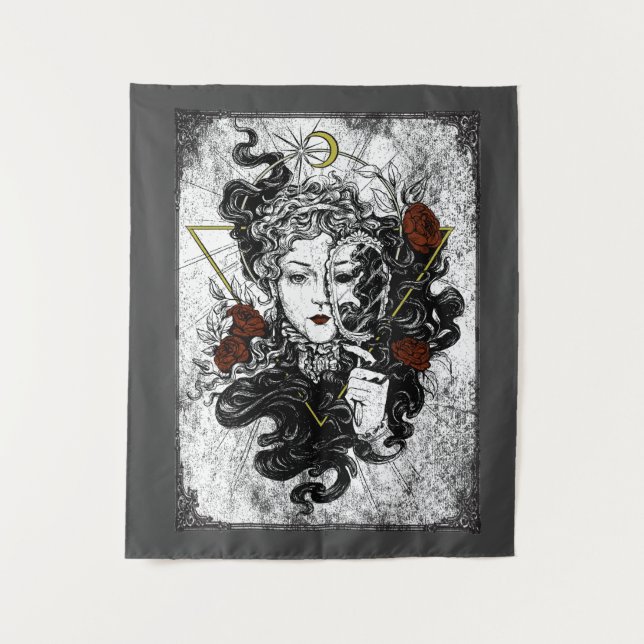 Gothic Mirror Girl-Rose Wandteppich (Vorderseite)