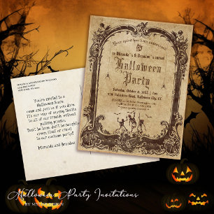 Gothic Mirror Gruselige Skelette Halloween-Einladu Postkarte