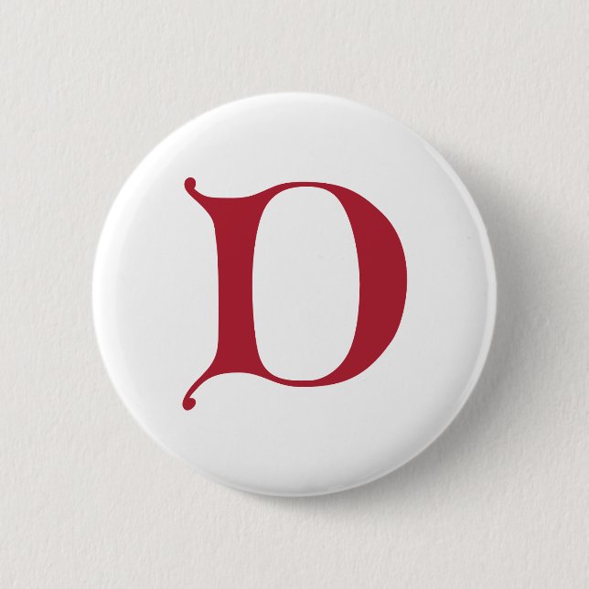 Gothic Monogram Letter D Button (Vorderseite)
