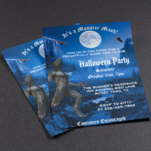 Gothic-Monster-Mash-Werwolf-Halloween-Party-Einlad Flyer