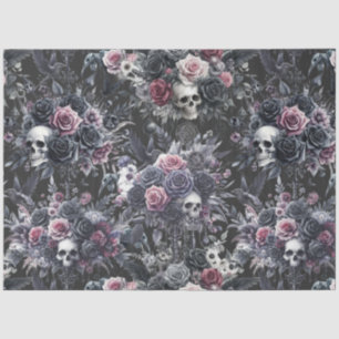 Gothic Moody Blume Skulls und Crows Seidenpapier