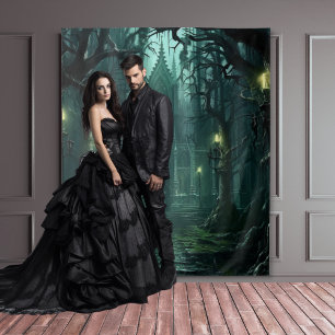 Gothic Moody Dark Forest Candlelit Mansion Wandteppich