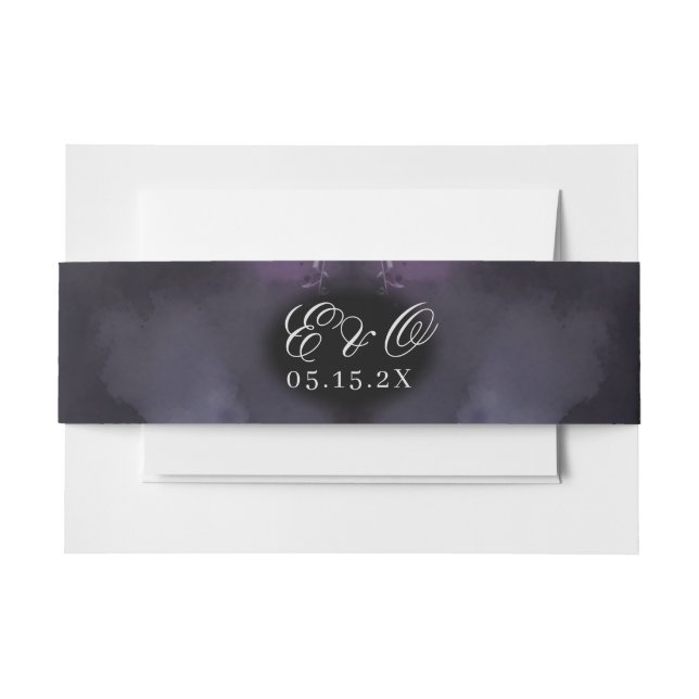 Gothic Moody Lila Rote Rose Wedding Einladungsbanderole (Vorderseite Beispiel)