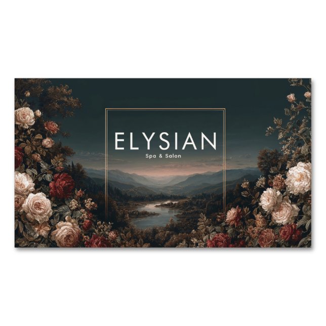 Gothic Moody Rose River Landscape Gold Frame Magnetische Visitenkarte (Vorderseite)