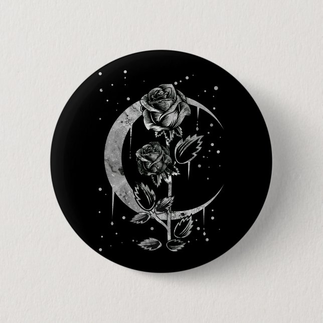 Gothic Moon Rose Crescent Witchy Art Button (Vorderseite)