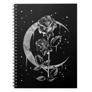 Gothic Moon Rose Crescent Witchy Art Notizblock
