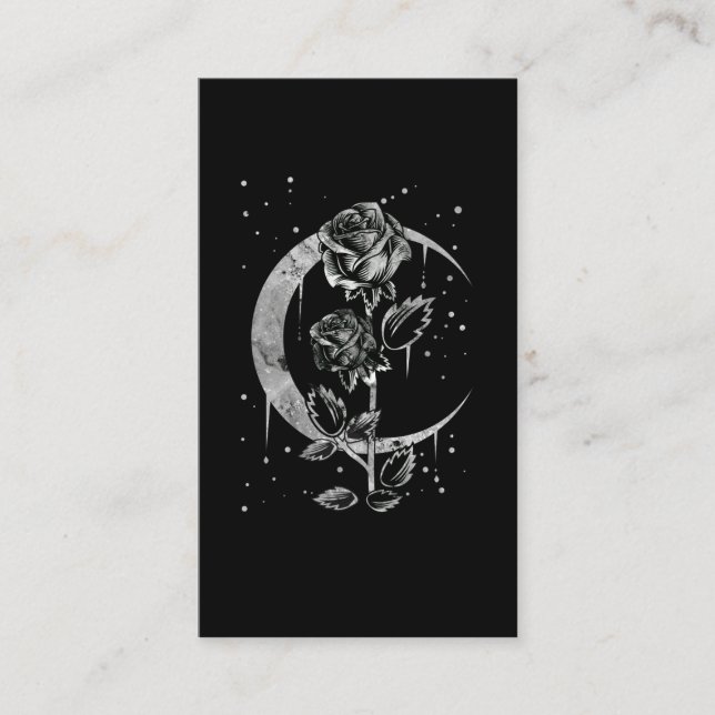 Gothic Moon Rose Crescent Witchy Art Visitenkarte (Vorderseite)