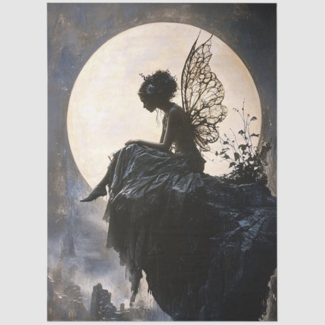 Gothic Moonlight Fairy Decoupage Seidenpapier (Vorderseite)