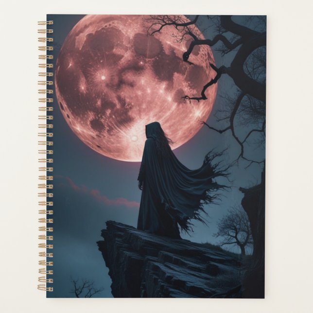 Gothic Moonlight Wraith Spiral Notebook | Dark Fan Planer (Vorderseite)