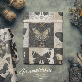Gothic Moth Collage Vintag Halloween Geschenkpapier