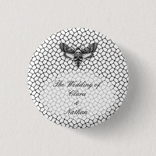Gothic Moth Skull Hochzeit – Dunkle Eleganz Button