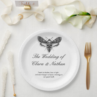 Gothic Moth Skull Wedding - Dunkles Elegant Pappteller