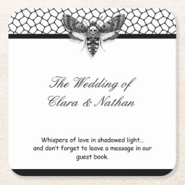 Gothic Moth Skull Wedding - Dunkles Elegant Rechteckiger Pappuntersetzer