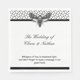 Gothic Moth Skull Wedding Program - Dunkles Elegan Serviette