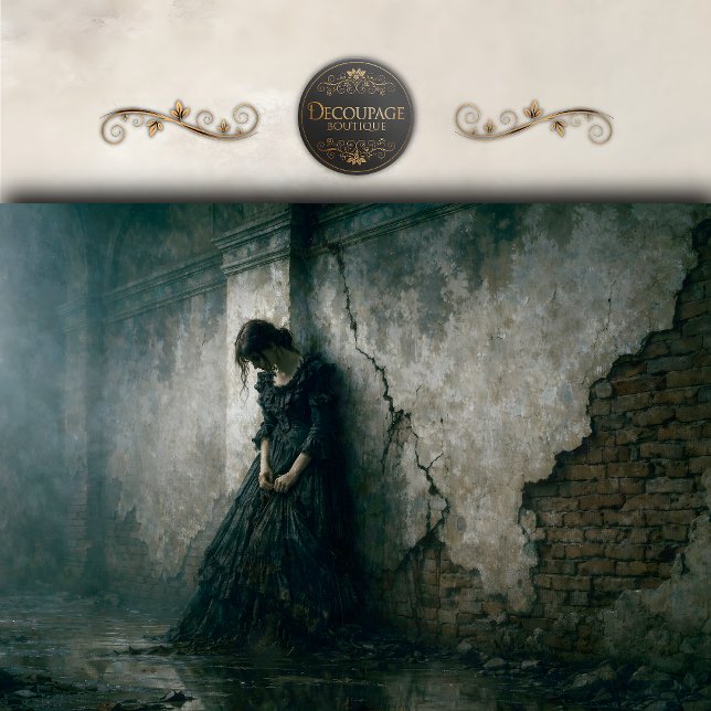 Gothic Mourning Woman Wall Decoupage Seidenpapier (Gothic Mourning Woman Wall Decoupage Tissue Paper)