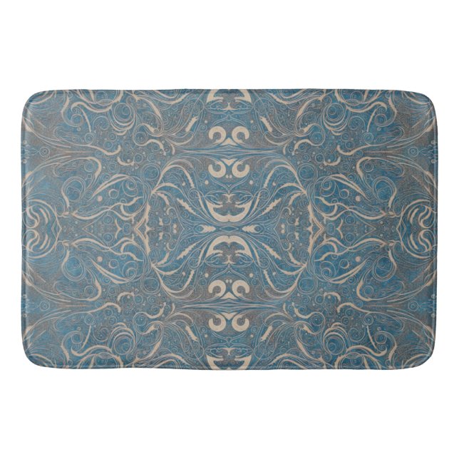 Gothic Muster Blue Bath Mat Badematte (Vorderseite)