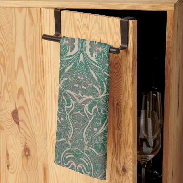 Gothic Muster Green Kitchen Handtuch (Drittel gefaltet)