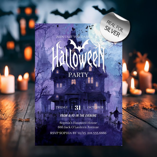 Gothic Mystery Halloween-Party Foil Einladung (Von Creator hochgeladen)