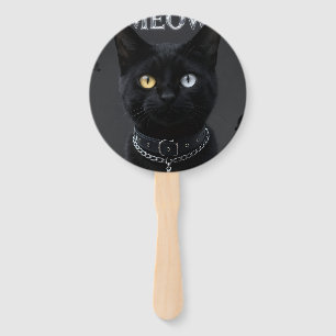 Gothic Mystic: Black Cat & Chrome "MEOW" Ästhetik Fächer