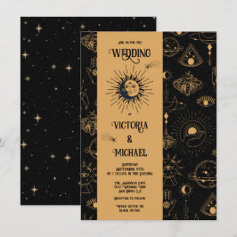 Gothic Mystical Moon Stars Moth Dark Wedding Invit Einladung