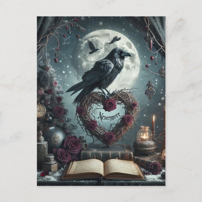 Gothic Nevermore Raven Postkarte (Vorderseite)