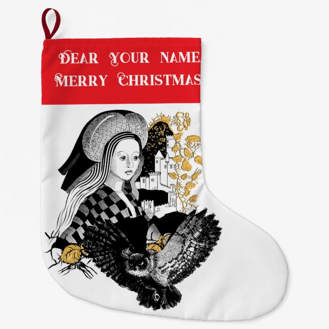 Gothic Night Owl and woman Großer Weihnachtsstrumpf (Vorderseite)